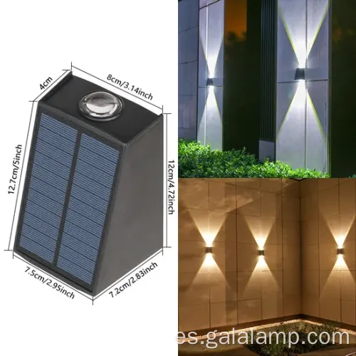 Luz de pared al aire libre impermeable con energía solar para jardines